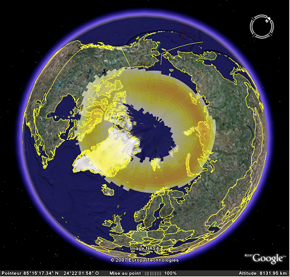 Aurore boreale google earth