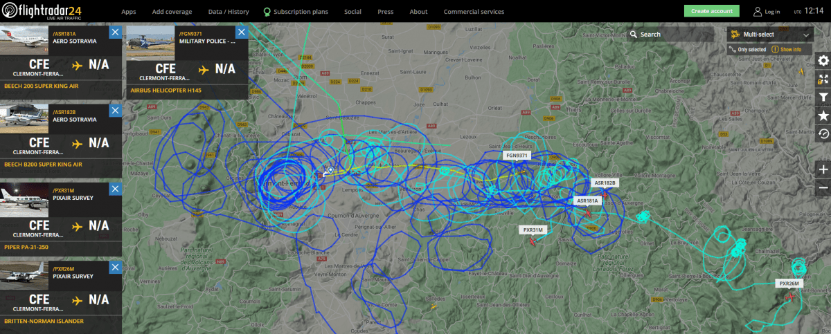 avion tour de france sur flight radar