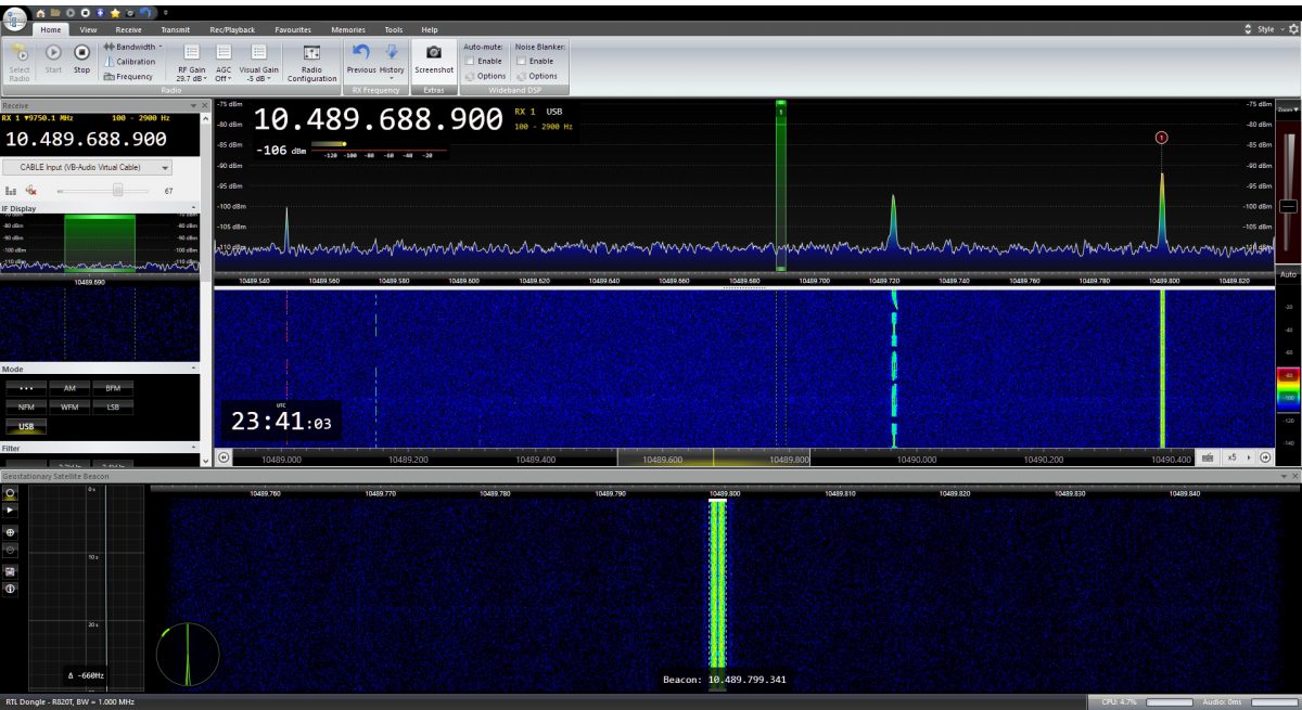 reception qo-100 avec sdr console 3.0.7